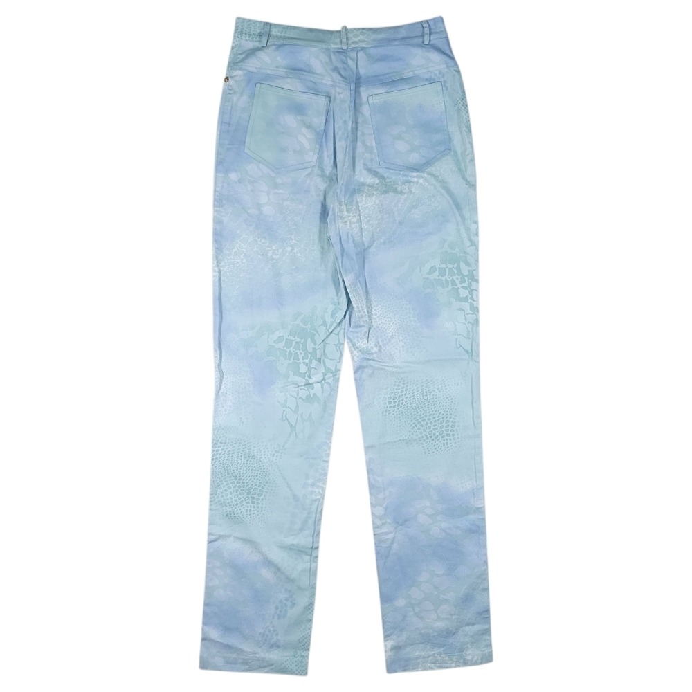 St John Sport Pants Womens 6 Light Blue Straight Leg Scales Mermaid Snake Print
